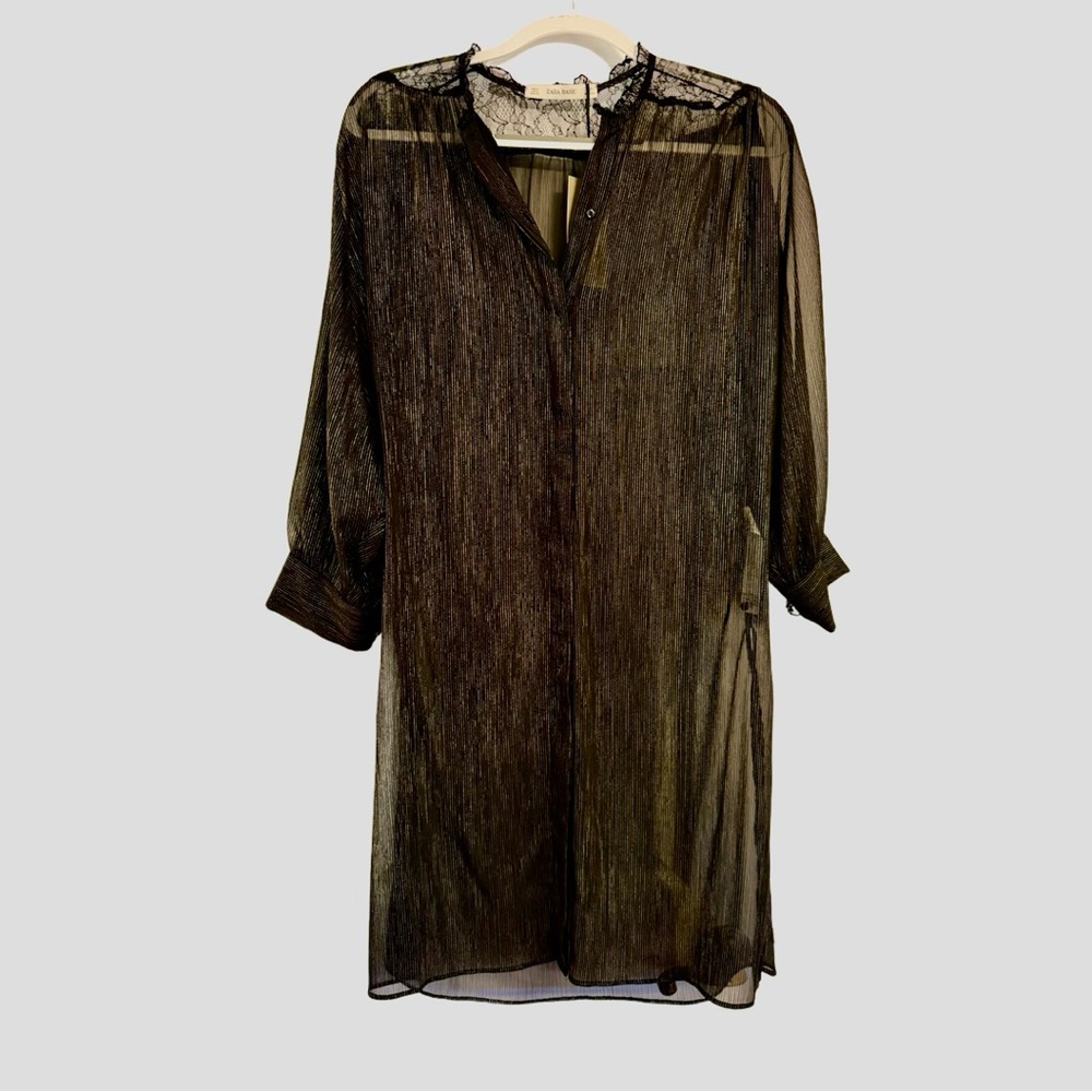 Zara Black/ Gold Sheer Duster Cardigan - Picture 3 of 14